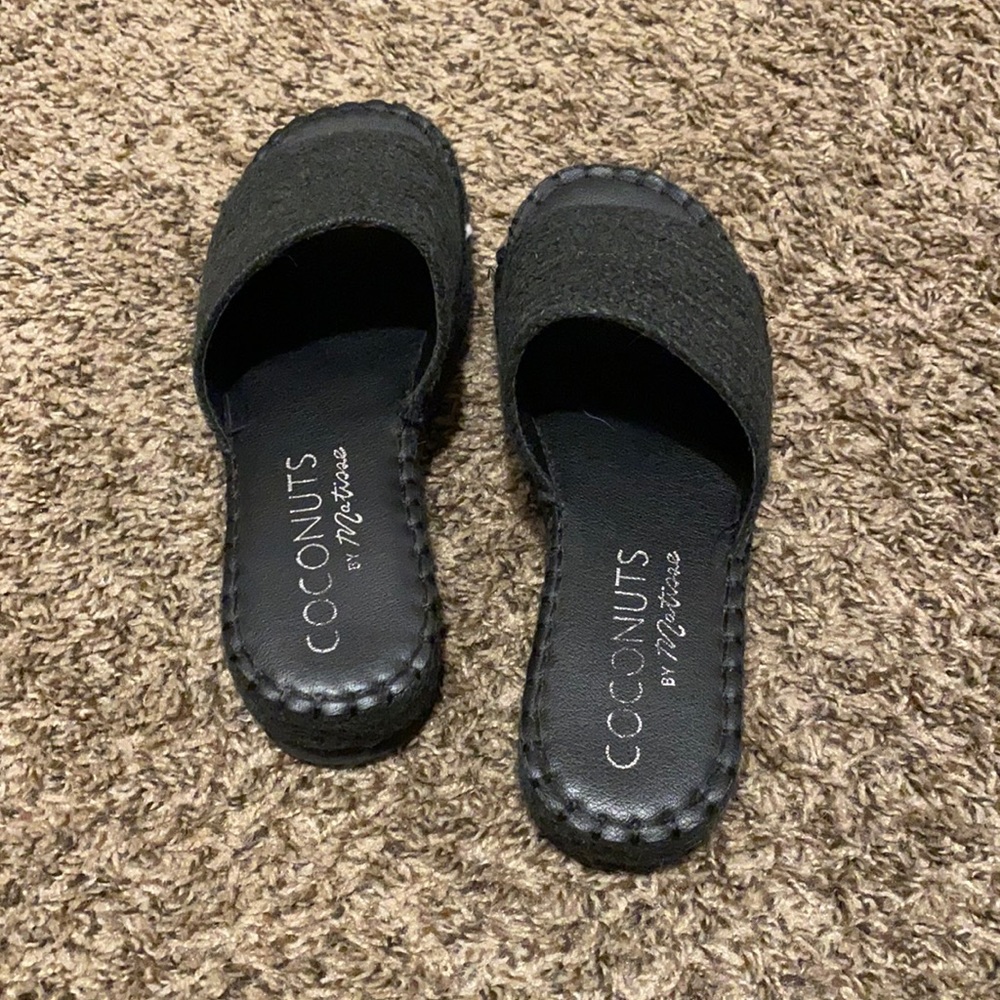 Platform black slide ons